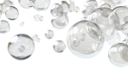CG Transparent Bubble Cluster: A cluster of transparent CG bubbles, varying in size, floating on a white background.

