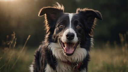 A happy border collie dog enjoying a playful moment with its tongue out