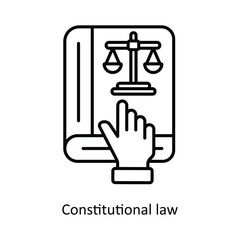 Constitutional Law Vector outline icon design illustration. Law And Justice symbol on white background EPS 10 File .