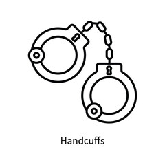 Handcuffs Vector outline icon design illustration. Law And Justice symbol on white background EPS 10 File .