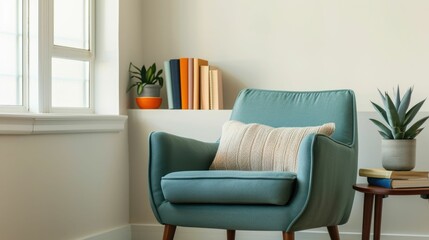 Student and parent working together to create a comfortable reading corner with a plush chair adding a touch of relaxation and coziness to the new living space on moving day