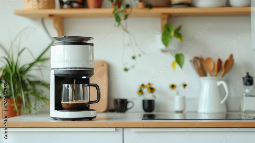 Poster a family placing a small coffee maker on the counter of a dorm room preparing for early mornings wit