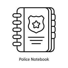 Police Notebook Vector outline icon design illustration. Law And Justice symbol on white background EPS 10 File .