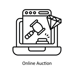 Online AuctionVector outline icon design illustration. Law And Justice symbol on white background EPS 10 File .