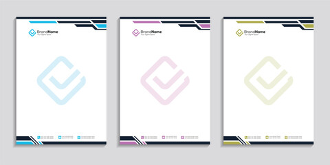 letterhead design vector template corporate & modern with various colors. 