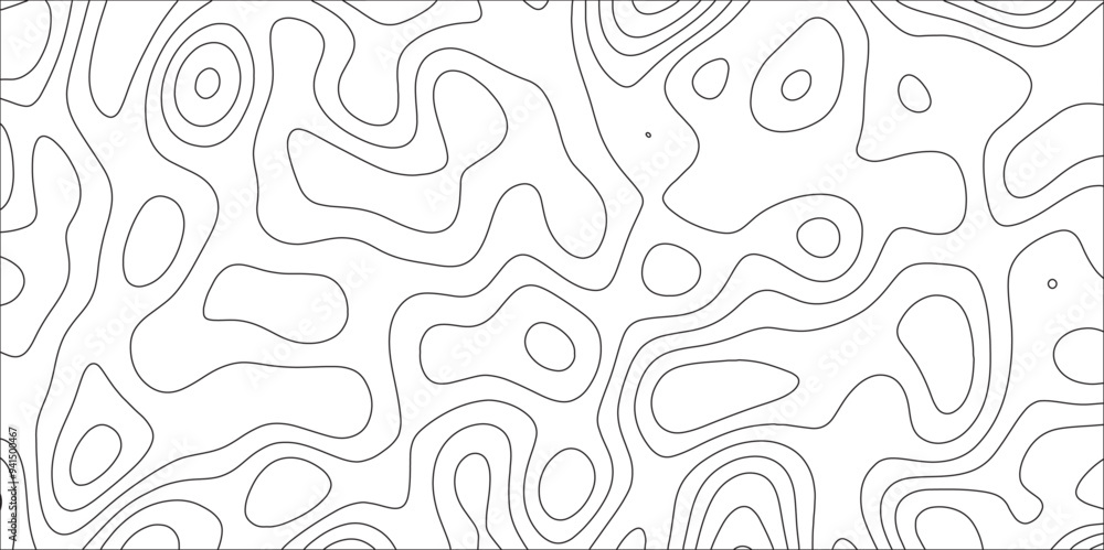 Aufkleber Abstract pattern with lines . Geographic contour map and topographic contours map background. Black and white topography contour lines map isolated on white background.