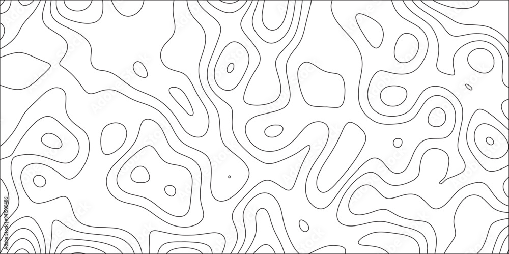 Aufkleber Abstract pattern with lines . Geographic contour map and topographic contours map background. Black and white topography contour lines map isolated on white background.