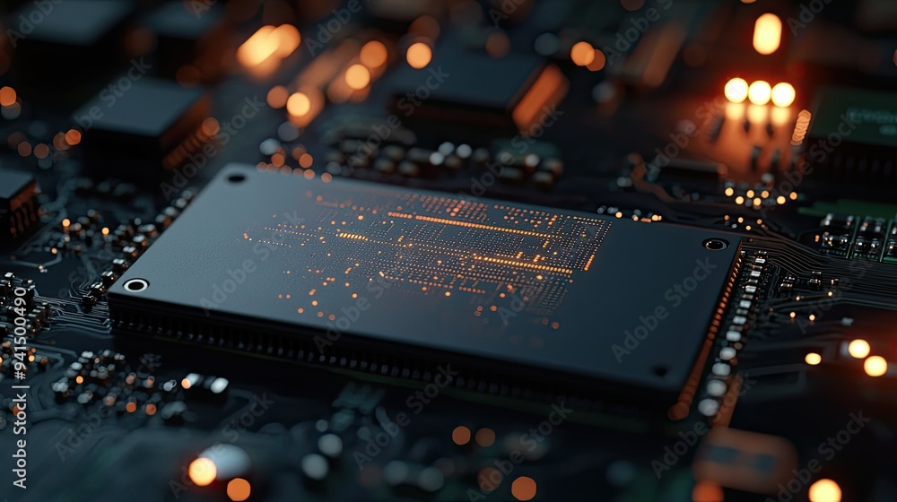 Poster close-up of an ssd with visible chips and circuitry, representing modern data storage technology