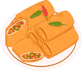 Risoles Illustration. Indonesian food Illustration. Takjil Illustration.