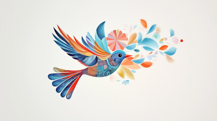 Obraz premium artistic freedom bird made of colorful patterns, 3D illustration