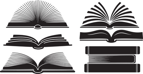 Set of book silhouette silhouette isolated on white background