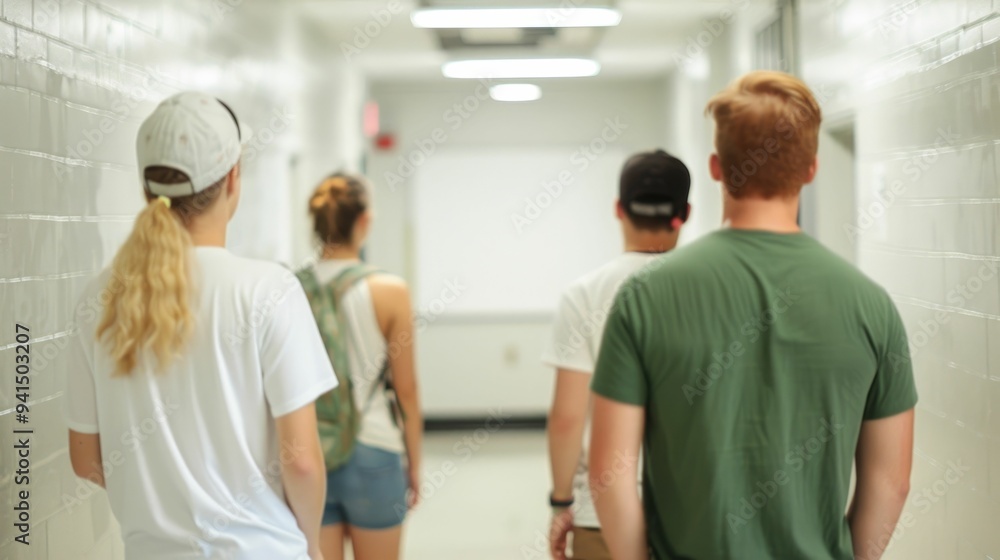 Poster parents and students working together to install a whiteboard on the wall of a college dorm room on 