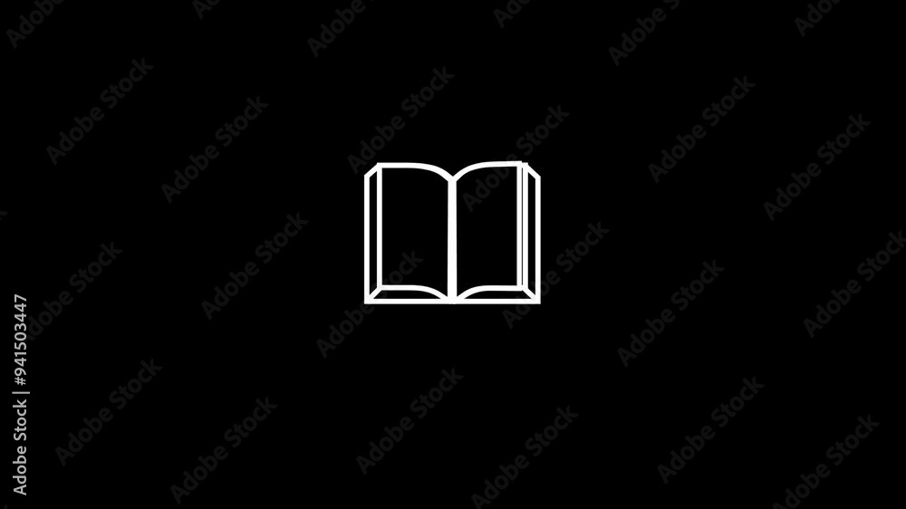 Poster animated opened book line icon. turning pages animation. knowledge information. story telling. readi