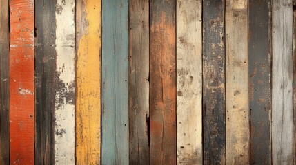 Rustic wooden planks with peeling paint and rough textures, creating a vintage-inspired background