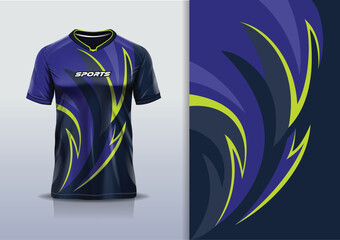 Sport jersey design template mockup stripe line racing for football soccer, running, esports, blue yellow color