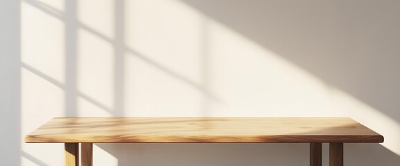 Fototapeta premium Wooden tabletop with natural light.