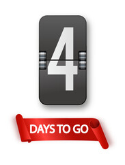 4 days to go icon set. Countdown of days remaining. Offer timer sticker limited to a few days. Vector