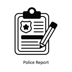 Police ReportVector filled outline icon design illustration. Law And Justice symbol on white background EPS 10 File .