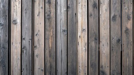 Obraz premium Top view of a wooden deck with weathered boards, showcasing natural wear and tear, creating a rugged and authentic background