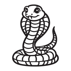 Fototapeta premium Line art of cute snake sitting cartoon vector