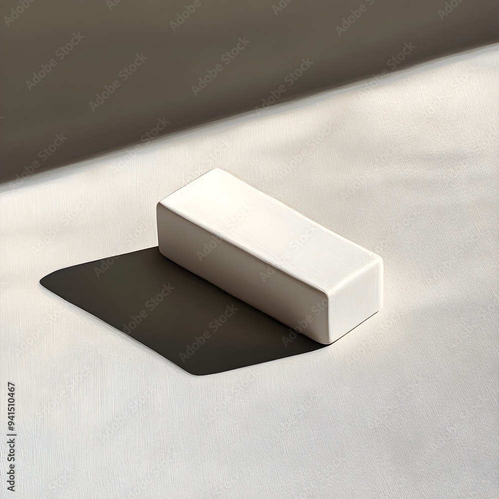 Poster minimalistic geometric composition with white cube and shadow