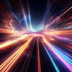 Fototapeta premium Mesmerizing Digital Light Streaks in Vibrant Abstract Kaleidoscope Art