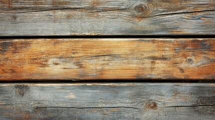 Top view of weathered wooden planks with natural wear, visible grain, and rough textures, ideal for a rustic background