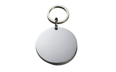 mock up white blank round key chain, gray background, Ai generated Images