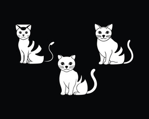  cat black and white vector