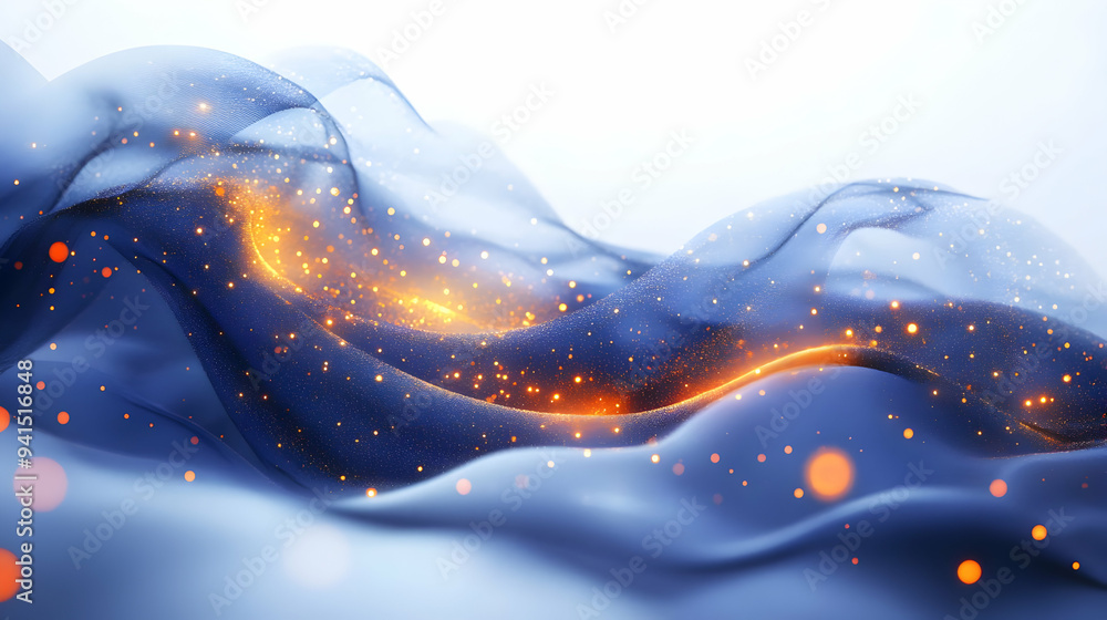 Poster 3D Icon as Abstract digital art of moonlit night with glowing elements for Sharad Purnima concept as Camera movement Zoom into the abstract digital art of a moonlit night. Scene Isolated with glowing 