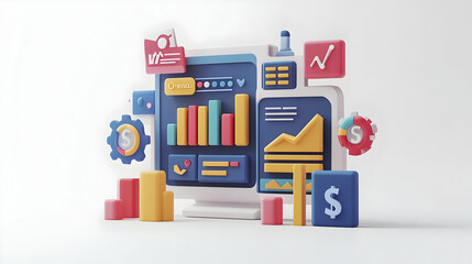 3D Icon as AI algorithm and financial analytics concept as An AI algorithm icon paired with financial analytics symbolizing the analytical power of AI in financial data interpretation perfect for isol