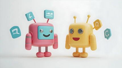 3D Icon as AI chatbot and quality feedback concept as An AI chatbot icon paired with a quality feedback icon representing the use of AI in collecting and analyzing quality feedback ideal for isolated 