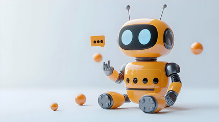 Fototapeta premium 3D Icon as AI chatbot and quality feedback concept as An AI chatbot icon paired with a quality feedback icon representing the use of AI in collecting and analyzing quality feedback ideal for isolated 