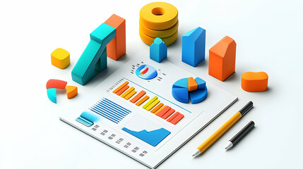 3D Icon as AI data analysis and marketing plan concept as An AI data analysis icon paired with a marketing plan symbolizing the role of AI in developing effective marketing strategies ideal for isolat