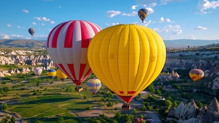 Fototapeta premium Hot air balloons floating over Cappadocia, Turkey