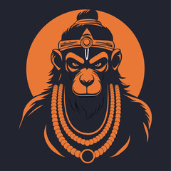 Minimalistic vector illustration of Hanuman