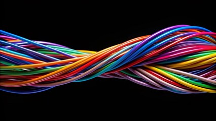 Abstract Symphony of Colored Wires: A Futuristic Technological Tapestry  AI Generated