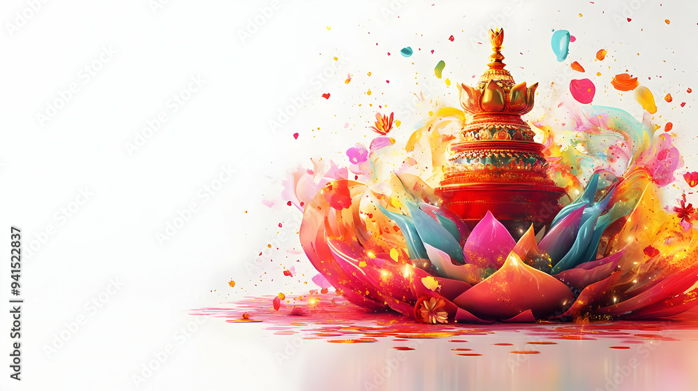 Poster 3d icon as digital art of a traditional ceremony with abstract patterns for sharad purnima concept a