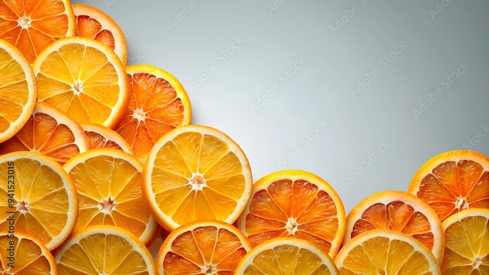 Poster a symphony of sunsets: abstract orange slices against a gradient background generative ai