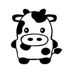 A cute cartoon cow with large eyes 