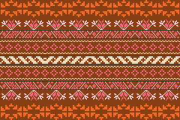 Embroidery Cross Stitch.Texture Textile Fabric Clothing Knitwear print. Native Ethnic pattern.Vector seamless pixel art.Abstract,vector,illustration. Texture,clothing,frame,motifs,silk wallpaper.