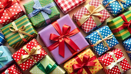 A Colorful Ensemble of Wrapped Gifts for Every Occasion  AI generated