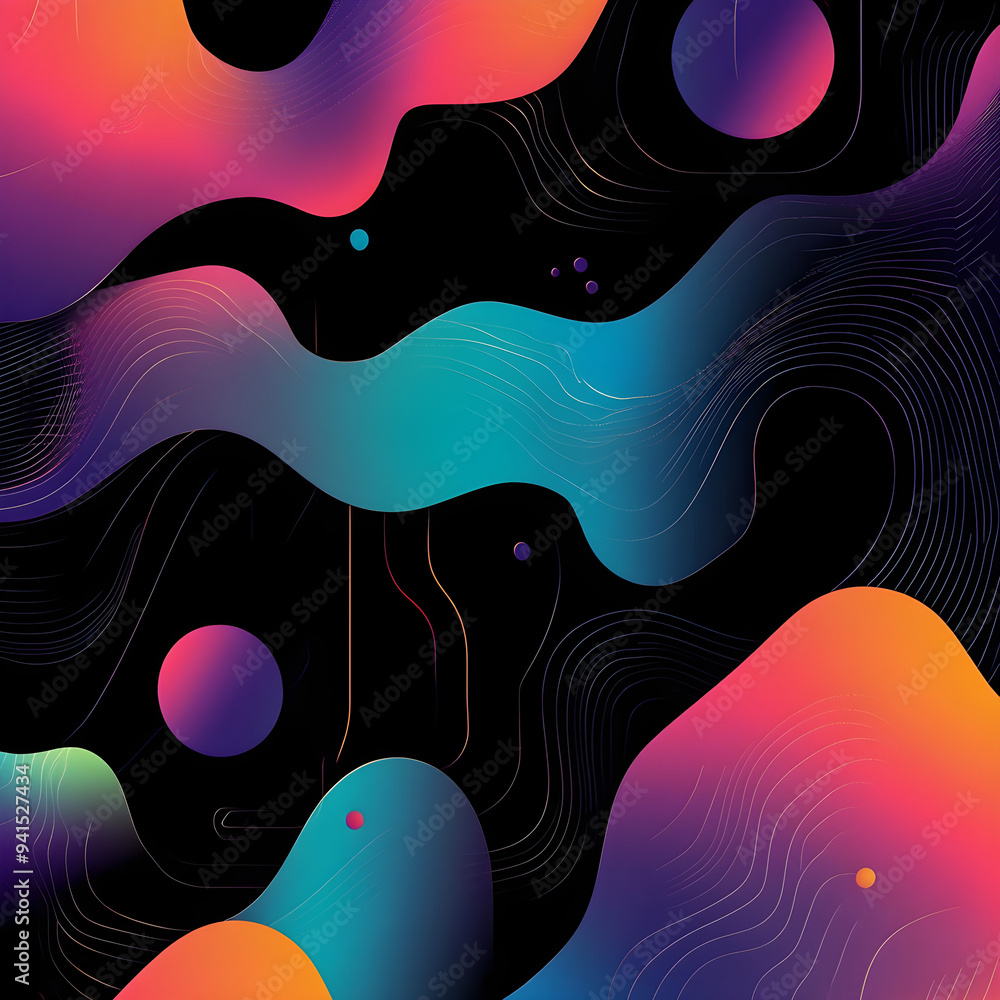 Aufkleber abstract featuring gradient shapes on a black background image