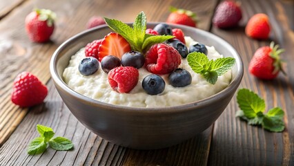 A Bowl of Warmth: Rice Pudding with a Berry Burst  AI generated