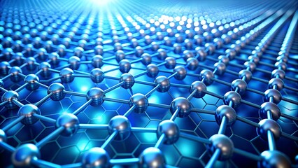 A Microscopic Dance: Exploring the Abstract Beauty of a Blue Graphene Layer in a Quantum Vacuum  AI Generated