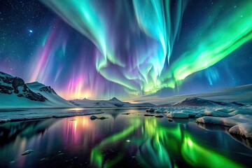 Aurora Odyssey: Ethereal glow, arctic skies, otherworldly adventure