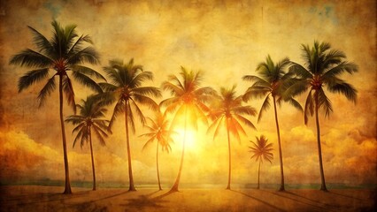 Tropical Paradise Meets Urban Grit: Grunge Palm Tree Collage  Generative AI