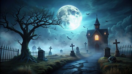 Fototapeta premium A spooky night with shadows cast on a haunted dark backdrop, haunting, silhouette, fear, shadows, unsettling., frightening, spooky, eerie, haunting, night, haunting, scary, gloomy