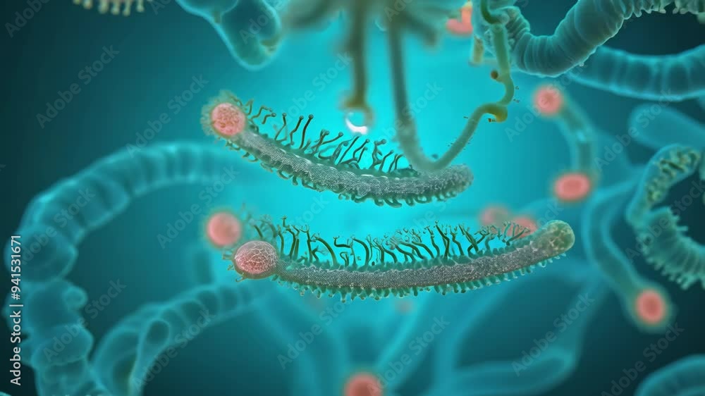 Poster exploring the intricate world of microorganisms within a cell's environment