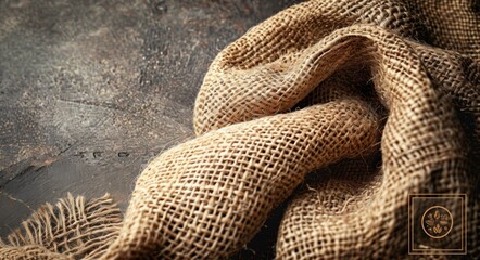 Fototapeta premium Textured Burlap Fabric Close-Up, Texture of Woven Material